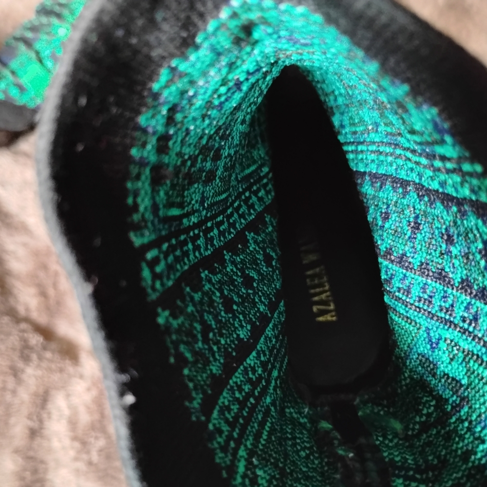 Patterned Green and Black Ankle Boots. New Without Tag - Picture 2 of 15